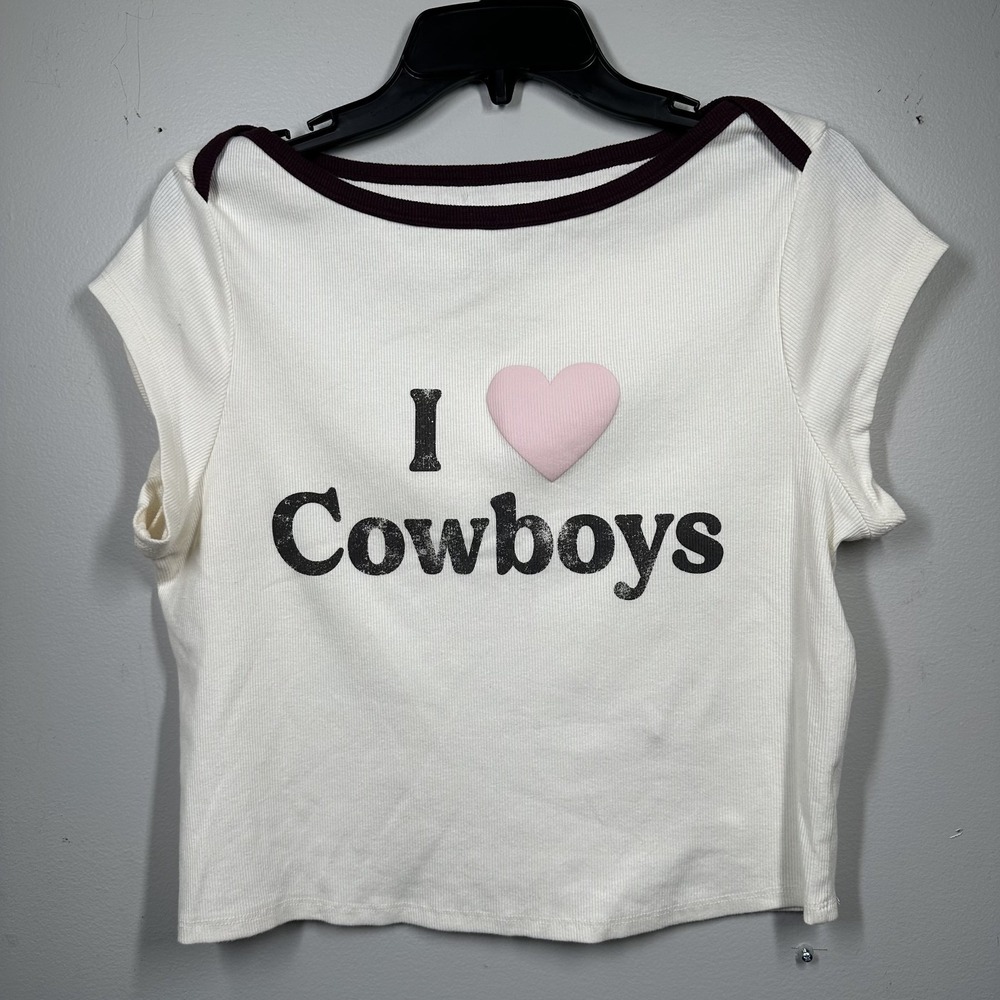Grayson Threads Large Womens T-shirt I Love Cowboys White Short Sleeve Top